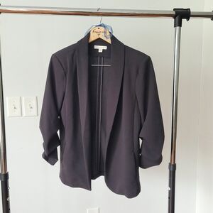 Women’s Open Front Blazer with 3/4 Sleeves – Black – Size M